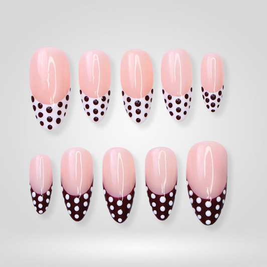 Dot Play polka dot press-on nails - almond shape, front view