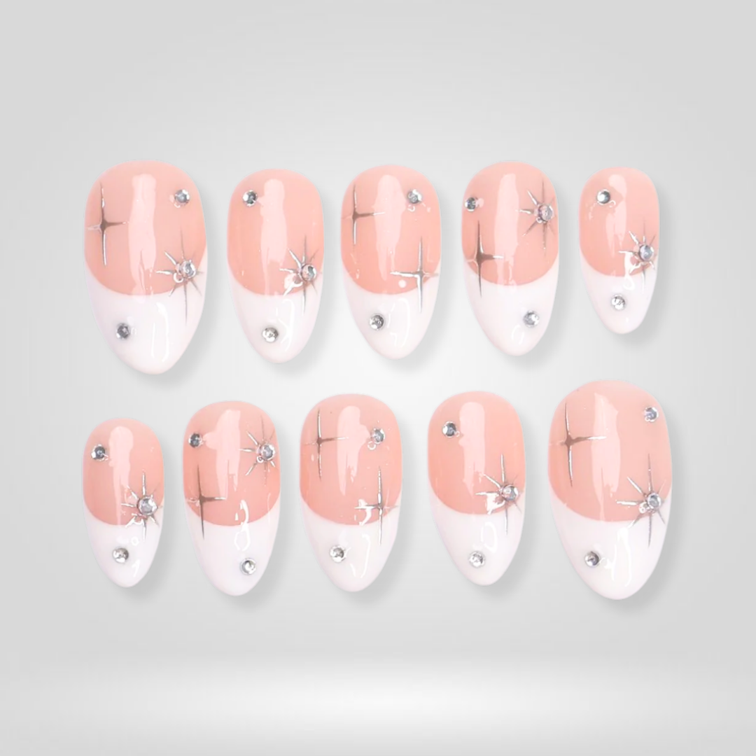 Spark Shine sparkle press-on nails - almond shape, front view