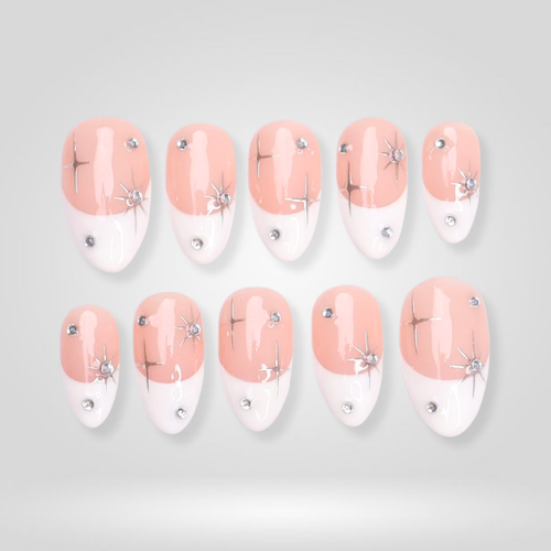Spark Shine sparkle press-on nails - almond shape, front view