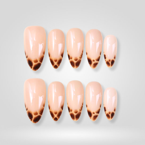 Cocoa Fade ombre gradient press-on nails - almond shape, front view