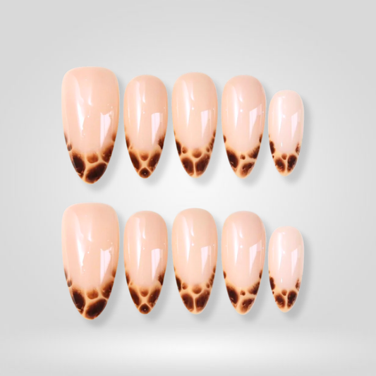 Cocoa Fade ombre gradient press-on nails - almond shape, front view