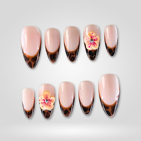 Tortoise Bloom | Floral Almond Press-Ons press-on nail set
