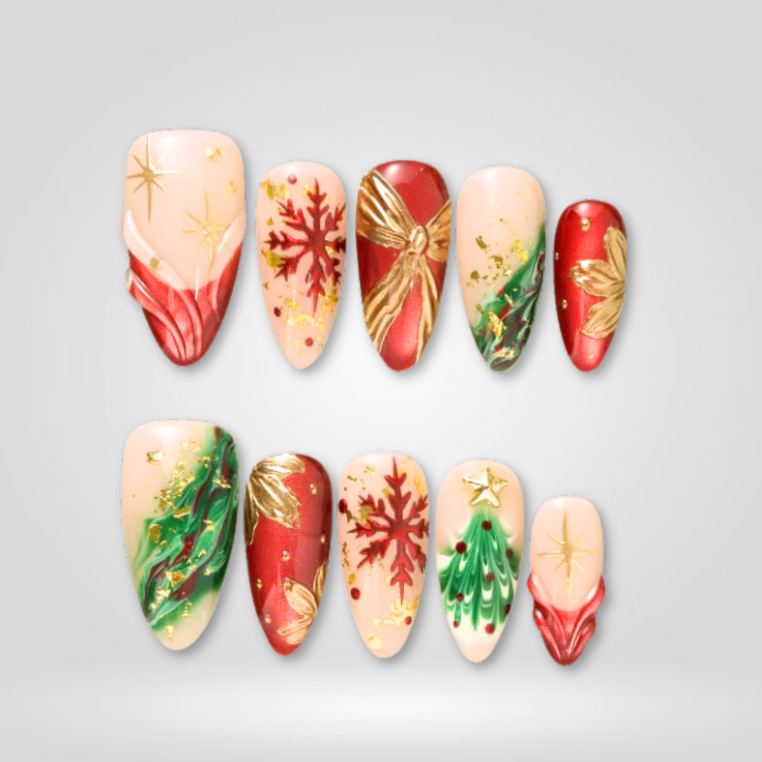 Merry Sparkle press-on nails - image 6 of 9, 3d sculptural almond