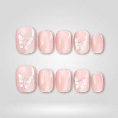 Soft Wings soft neutral press-on nails - almond shape, front view