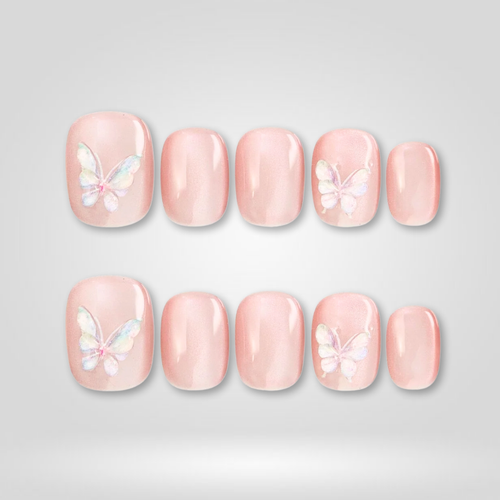 Soft Wings soft neutral press-on nails - almond shape, front view