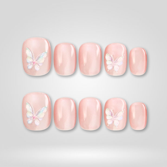 Soft Wings soft neutral press-on nails - almond shape, front view