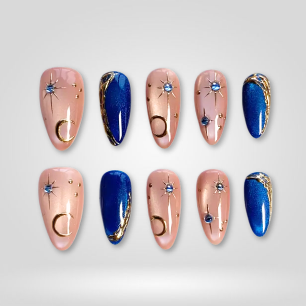 Midnight Moon | Soft Neutral Almond Press-Ons press-on nail set