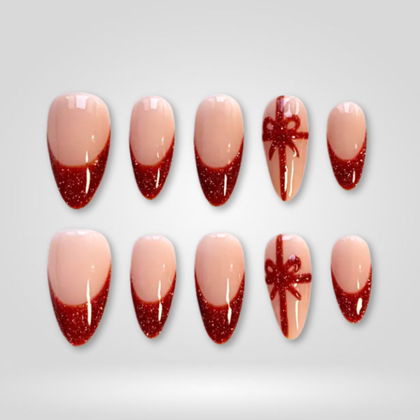 Red Bow | Berry Almond Press-Ons press-on nail set