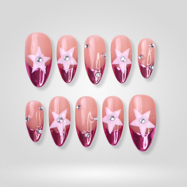 Pink Stary | Soft Neutral Almond Press-Ons press-on nail set
