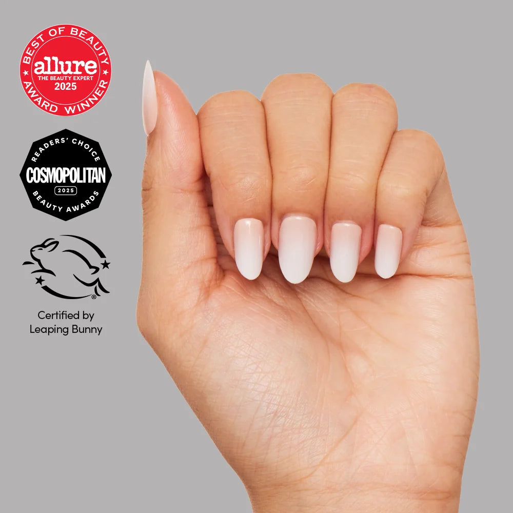 Creamer press-on nail set - XS to L sizing, milky cloud dancer design