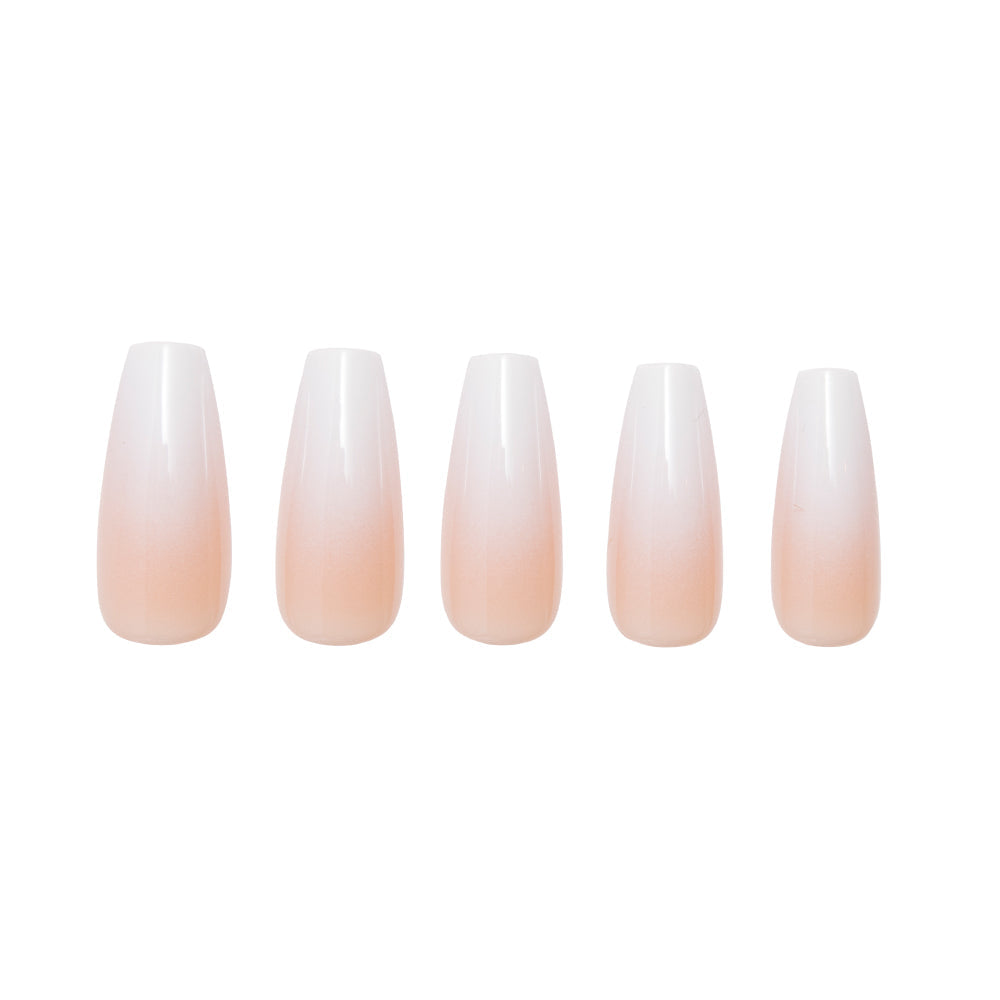 Creme de Nude press-on nails on hand - lifestyle photo, french tip finish
