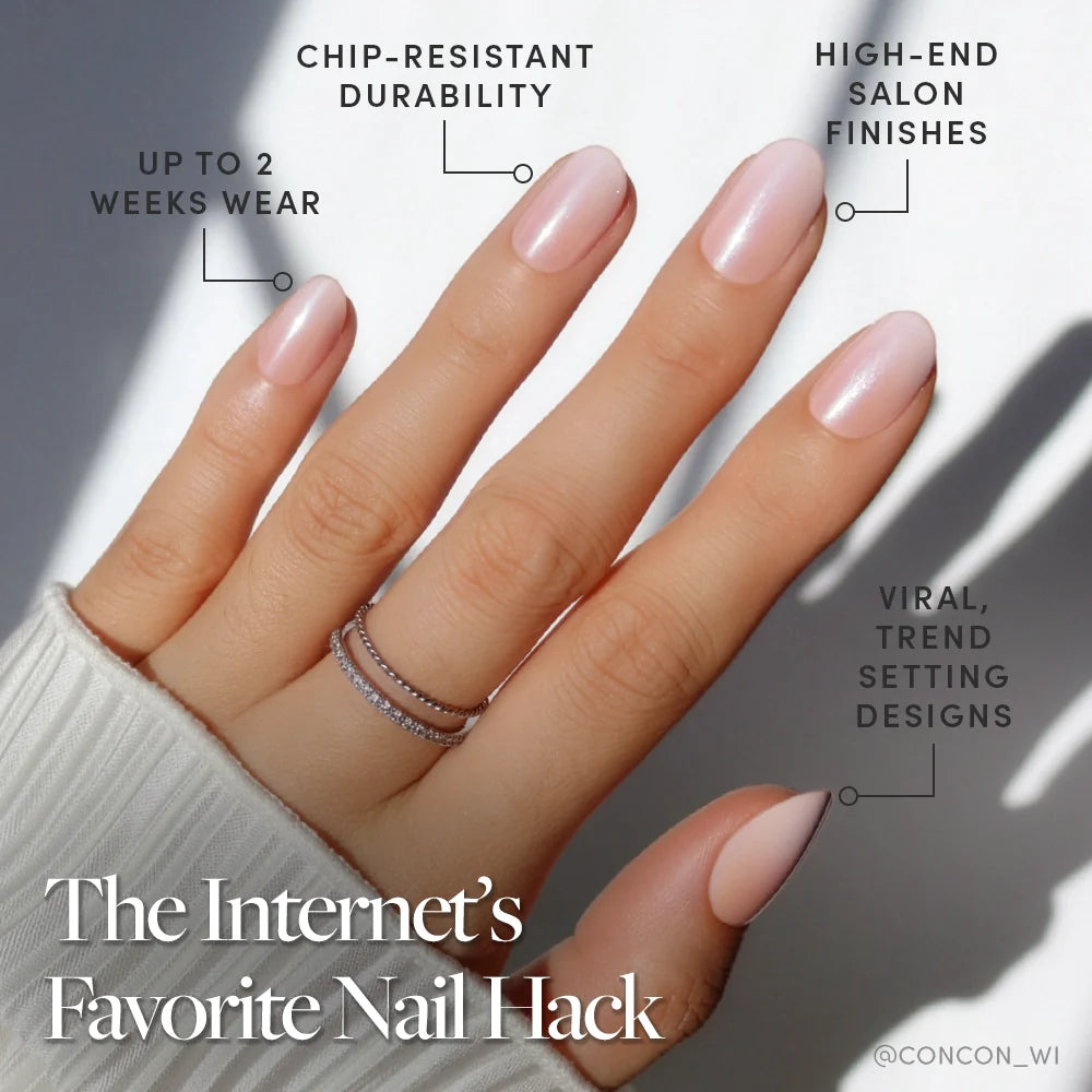 Crystal Glaze press-on nails close-up texture detail - milky cloud dancer finish, US shipping