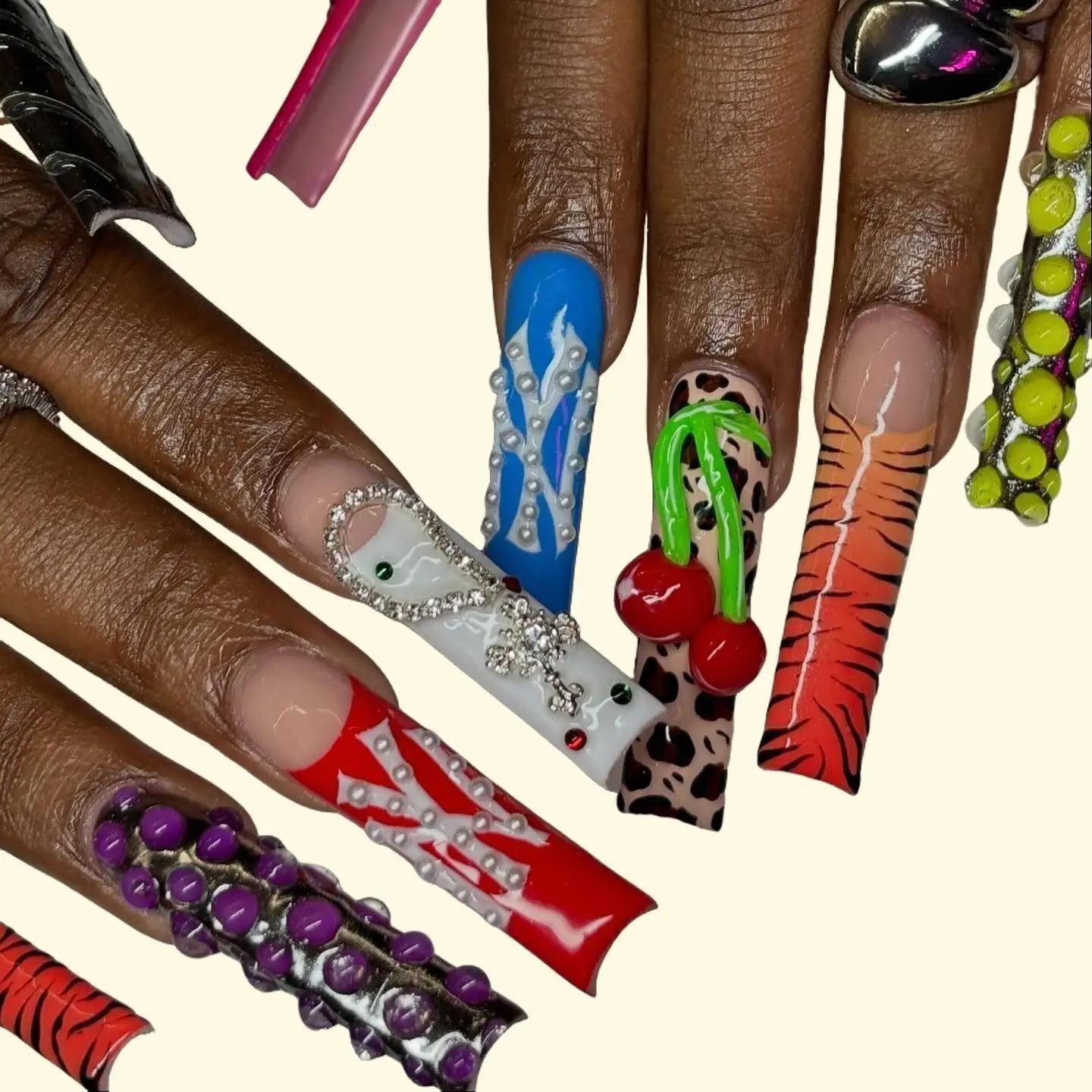 Wild Luxury wild print press-on nails - coffin/ballerina shape, front view