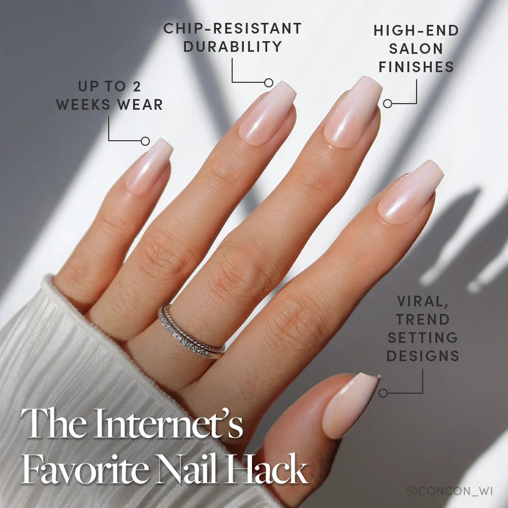 Delicate Touch press-on nails close-up texture detail - milky cloud dancer finish, US shipping