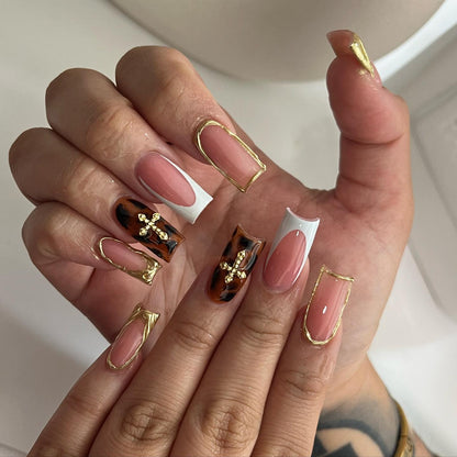 Regal Edge press-on nails on hand - lifestyle photo, milky cloud dancer finish