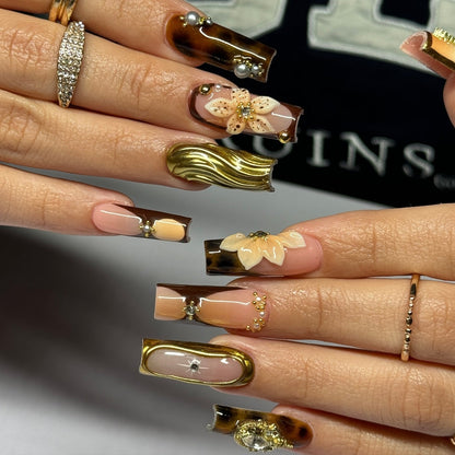 Amber Grace milky cloud dancer press-on nails - coffin/ballerina shape, front view
