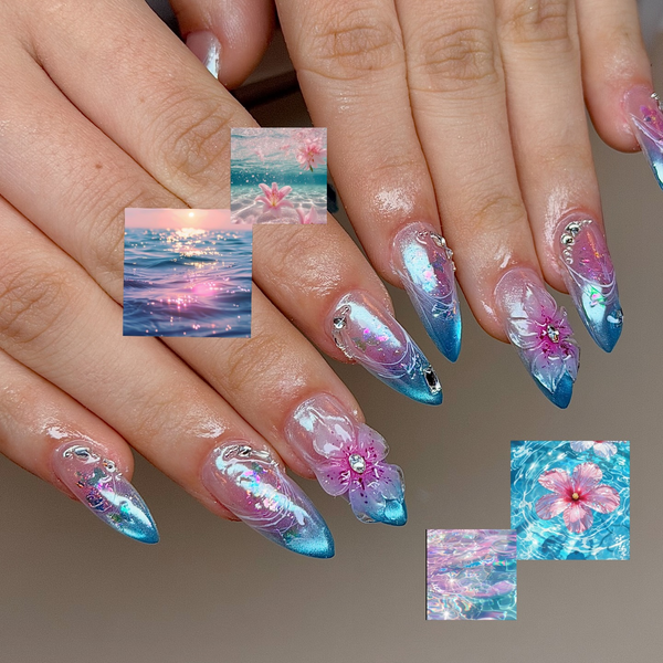 Ethereal Bloom | Cat-Eye Velvet Almond Press-Ons press-on nail set