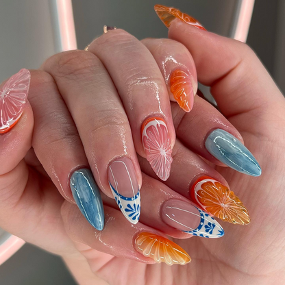 Summer Bloom press-on nails - image 6 of 13, cat-eye velvet almond