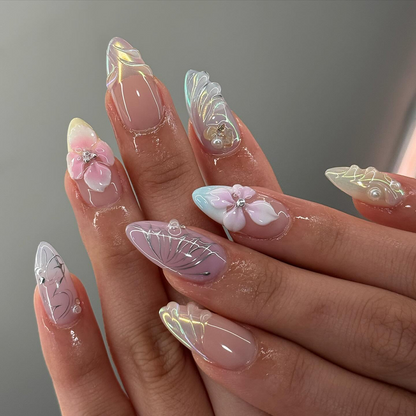 Summer Bloom press-on nails - image 5 of 13, cat-eye velvet almond