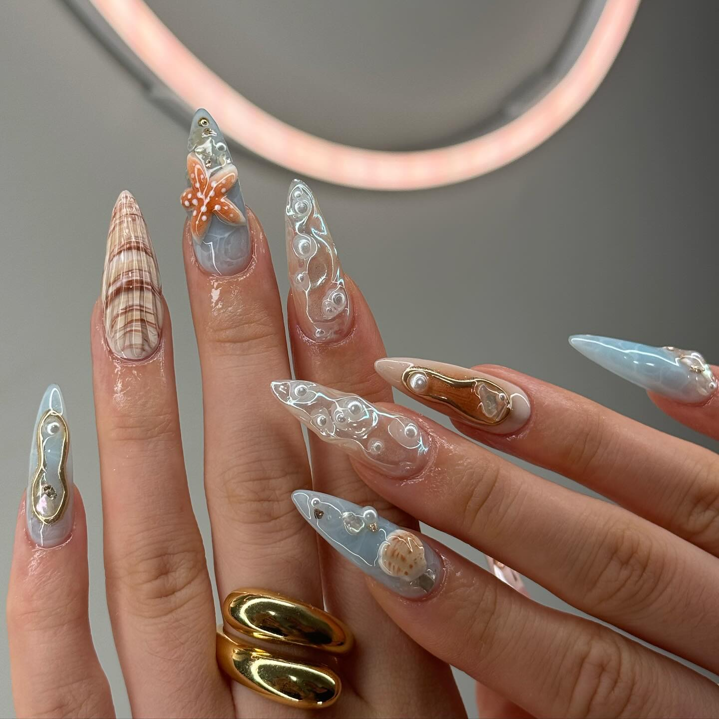 Summer Bloom press-on nails - image 7 of 13, cat-eye velvet almond