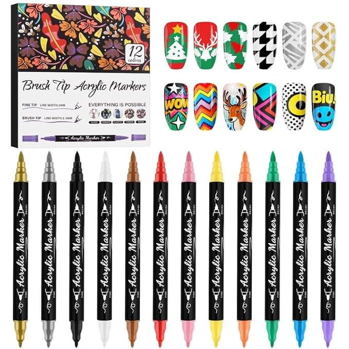 12 Colors Nail Marker Pen Bowtie Nail Box nail tool - image 3 of 14