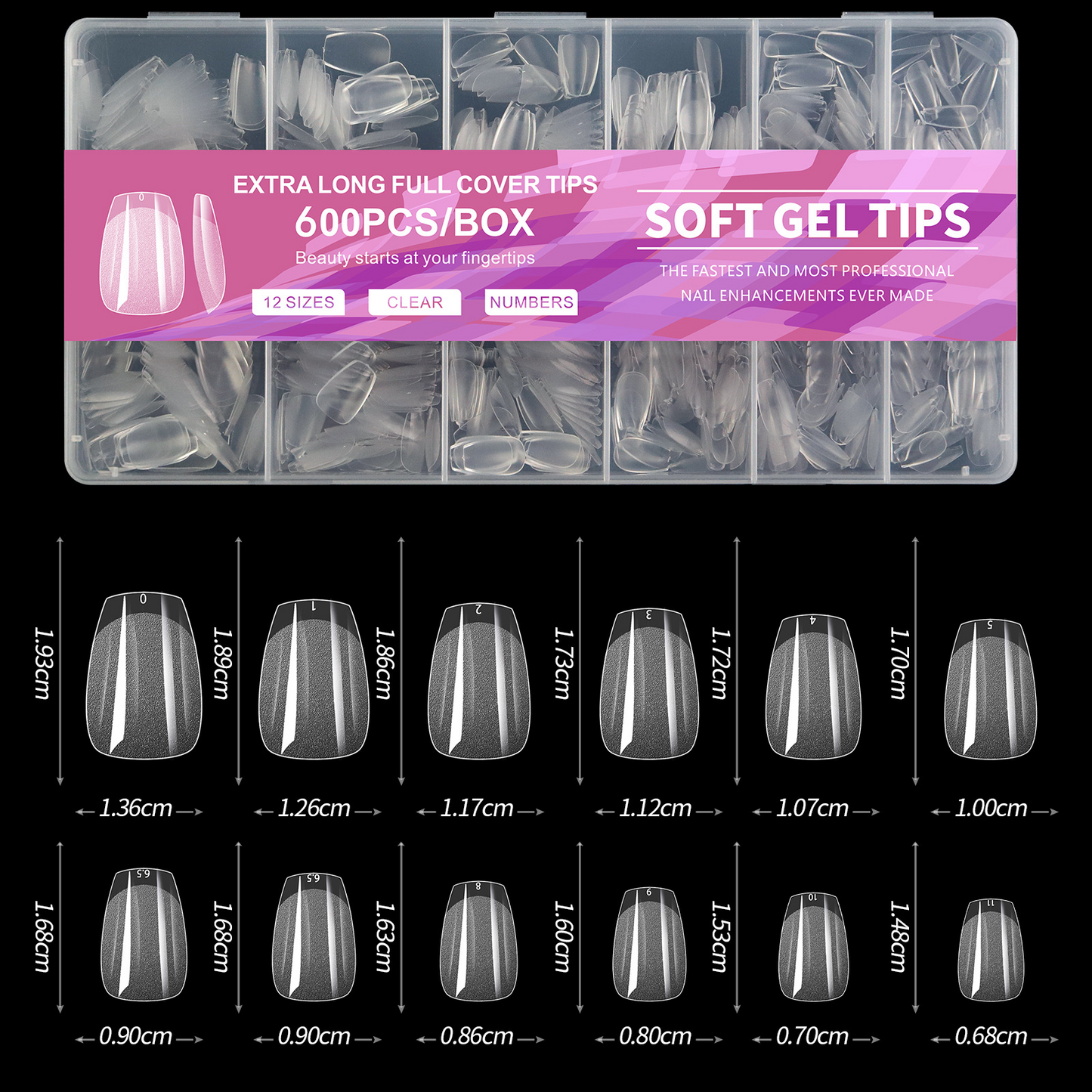 600pcs Nail Tips Cover Bowtie Nail Box nail tips - image 8 of 14