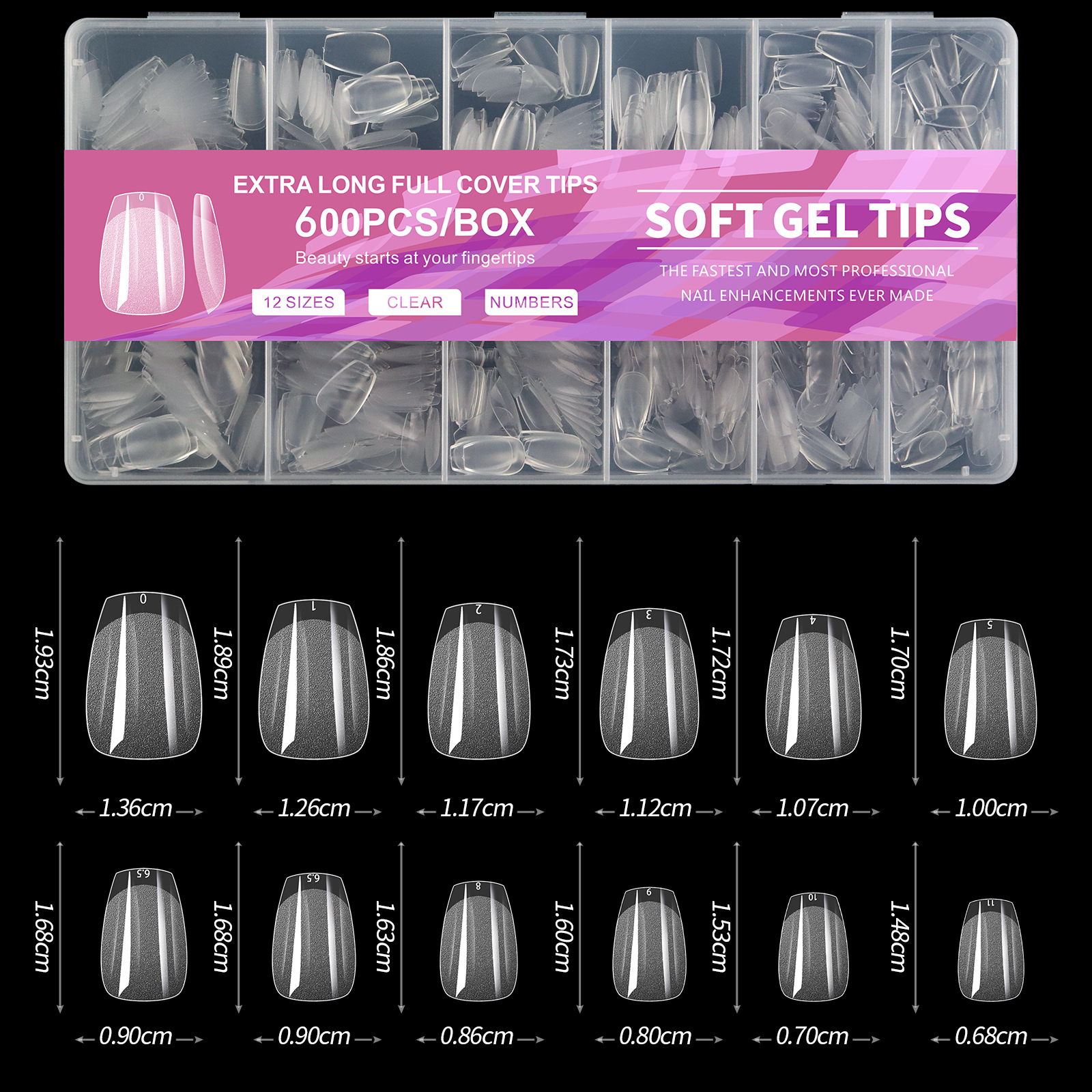 600pcs Nail Tips Cover Bowtie Nail Box nail tips - image 8 of 14