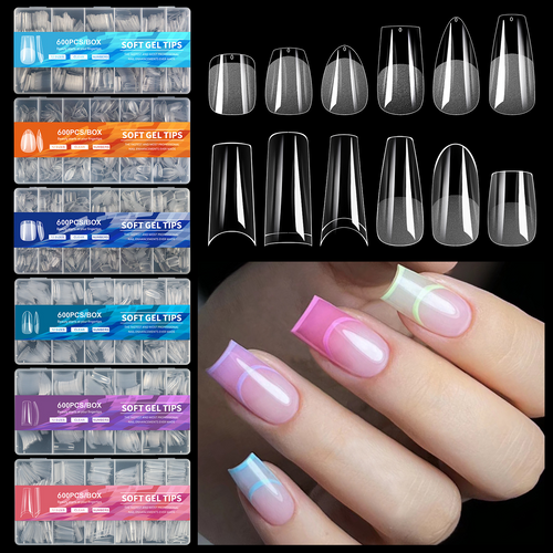 600pcs Nail Tips Cover Bowtie Nail Box nail tips - image 1 of 14