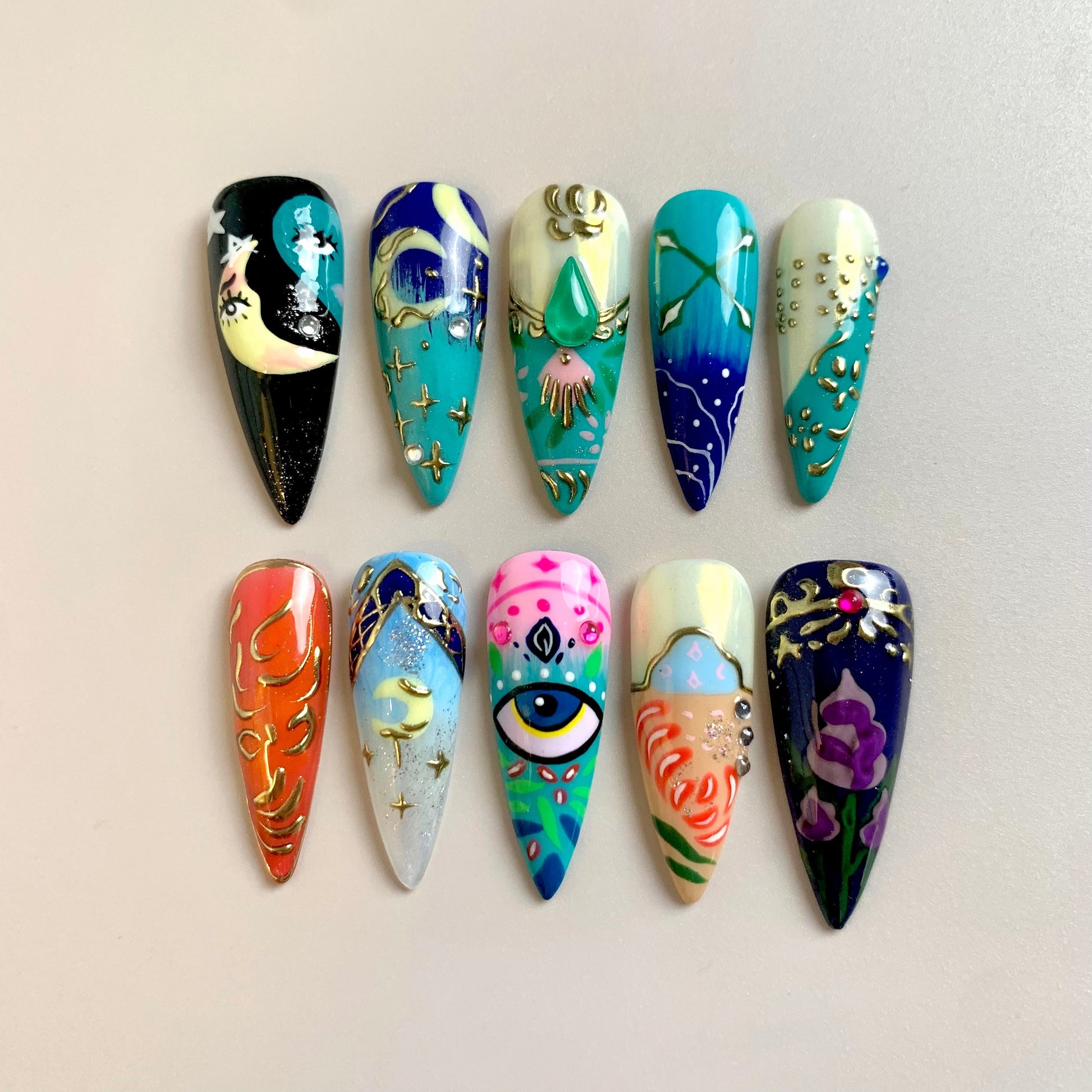 Ethereal Glaze press-on nail set - XS to L sizing, milky cloud dancer design