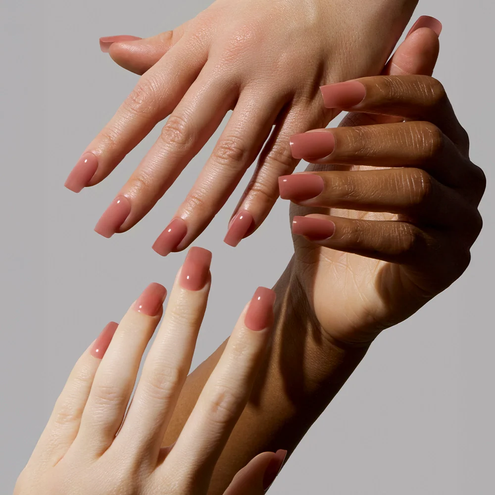 Dusty Pink press-on nail set - XS to L sizing, jelly glaze design