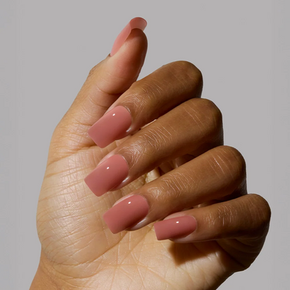 Dusty Pink press-on nails close-up texture detail - jelly glaze finish, US shipping
