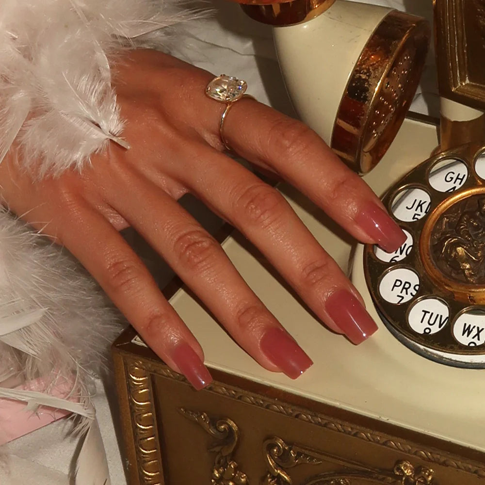Dusty Pink press-on nails - image 6 of 9, jelly glaze square