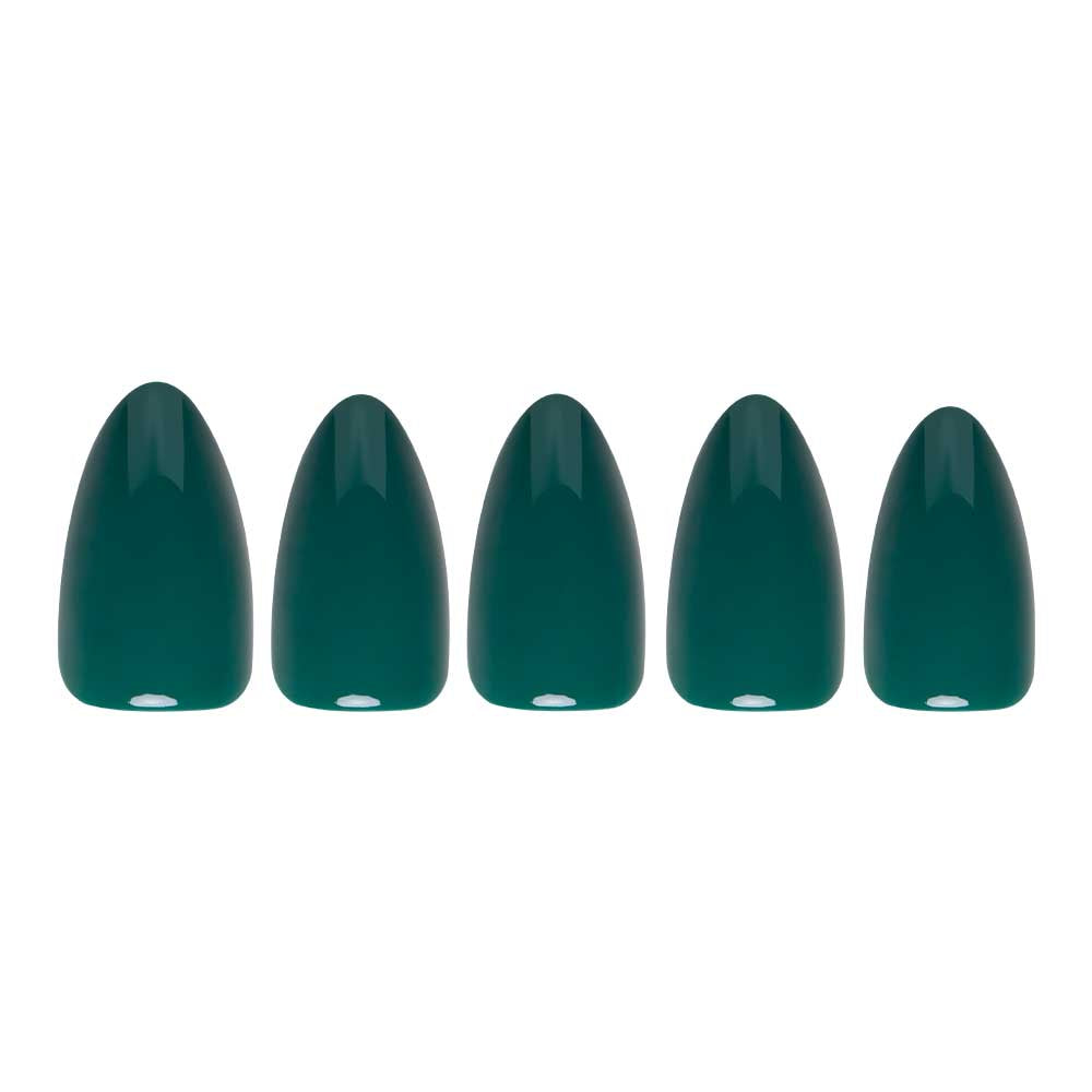 Emerald Green press-on nails on hand - lifestyle photo, seasonal finish