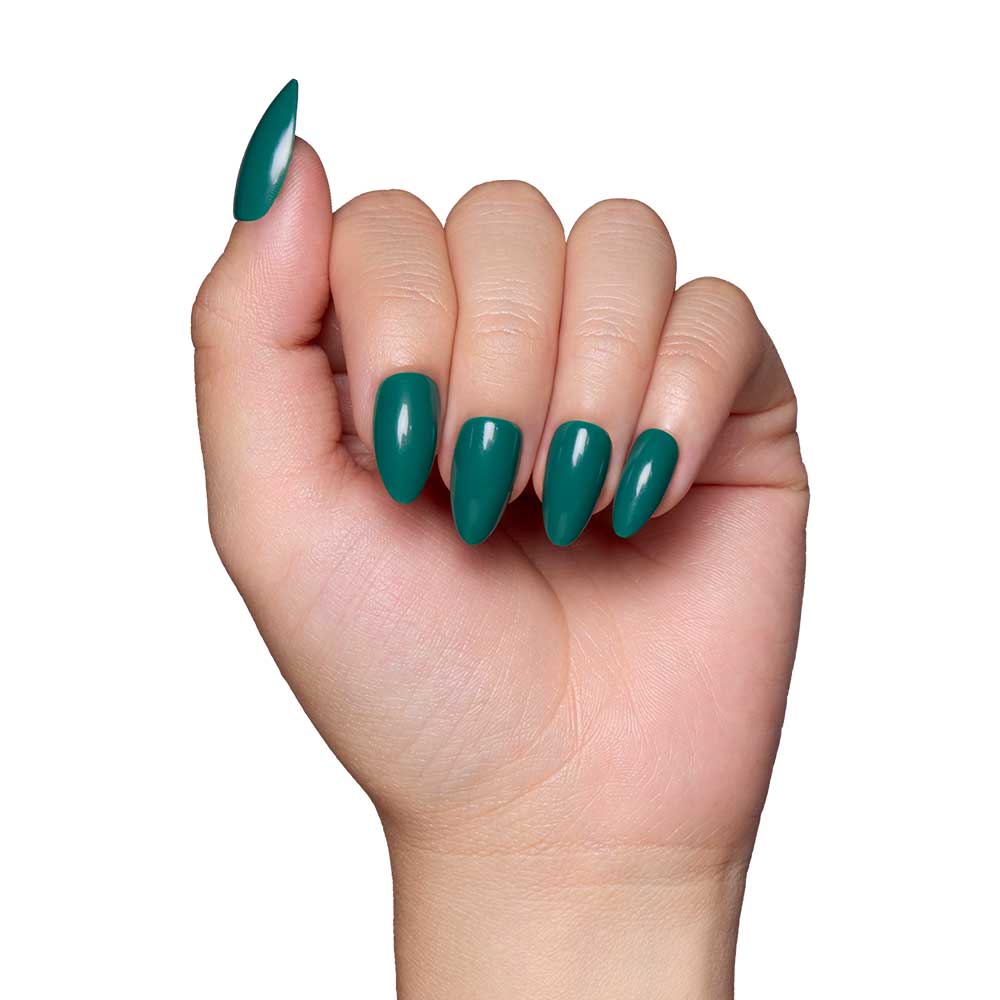 Emerald Green press-on nails close-up texture detail - seasonal finish, US shipping
