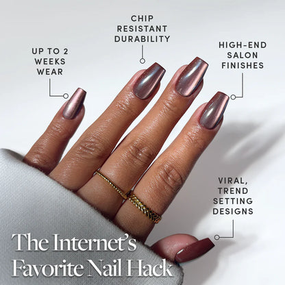 Espresso Glow press-on nails close-up texture detail - cat-eye velvet finish, US shipping