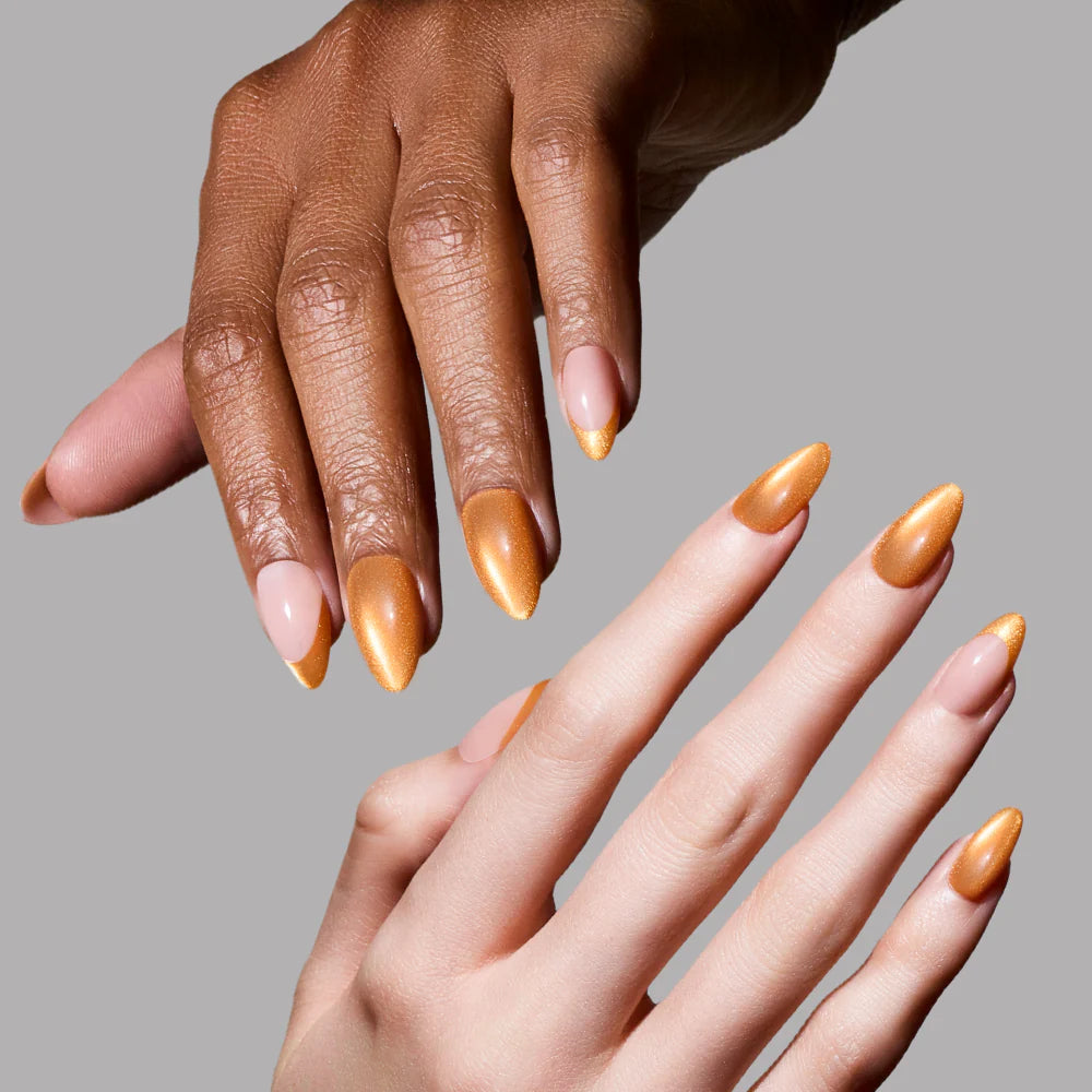Orange Pop press-on nail set - XS to L sizing, polka dot design