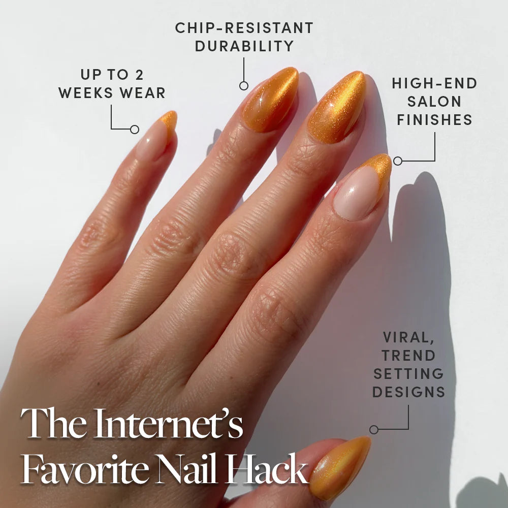 Orange Pop press-on nails close-up texture detail - polka dot finish, US shipping