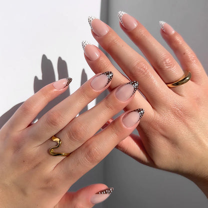 Polka In Positano polka dot press-on nails - almond shape, front view