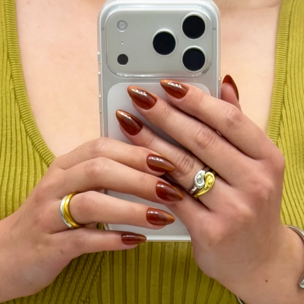 Sicilian Sun press-on nails - image 5 of 8, cat-eye velvet almond