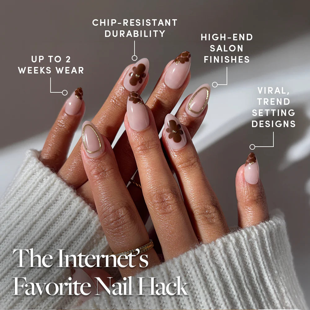Sunbaked press-on nails close-up texture detail - 3d sculptural finish, US shipping