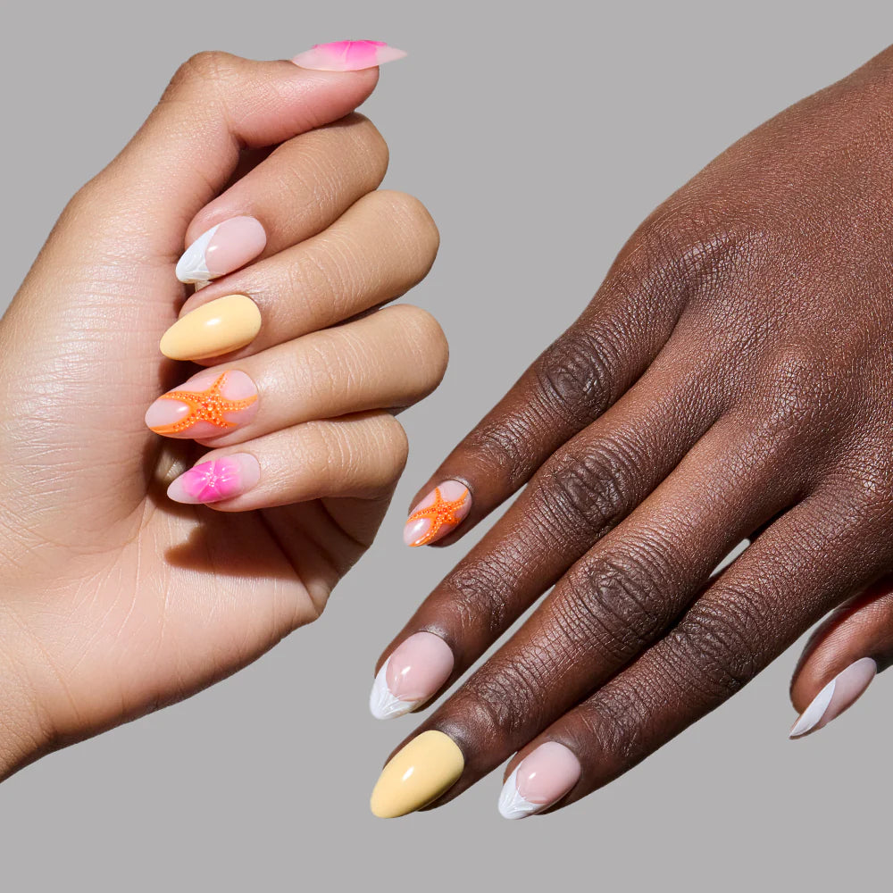 Sunset Tide press-on nail set - XS to L sizing, 3d sculptural design