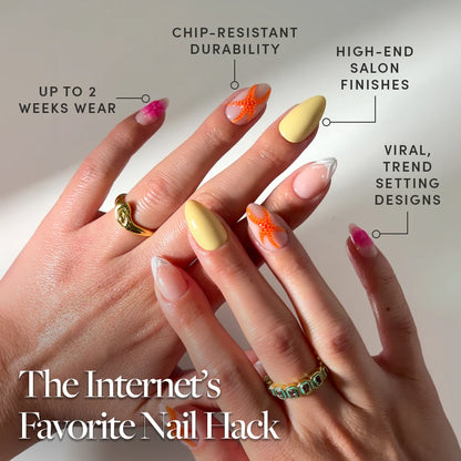 Sunset Tide press-on nails close-up texture detail - 3d sculptural finish, US shipping