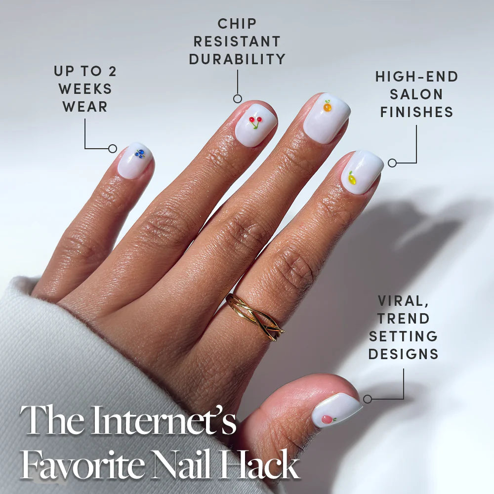 Sweet Picks press-on nails close-up texture detail - milky cloud dancer finish, US shipping