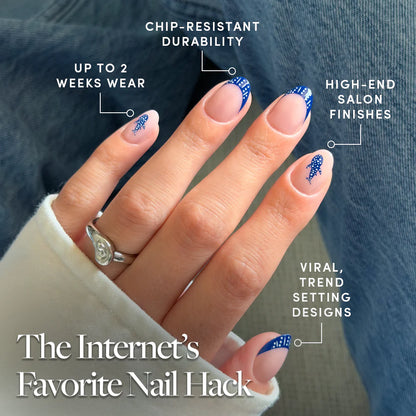 Whale Waves press-on nails close-up texture detail - polka dot finish, US shipping