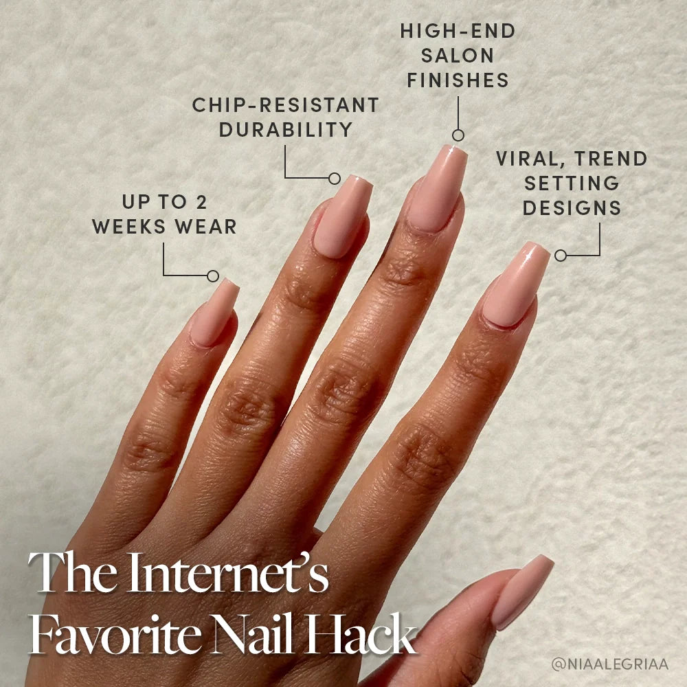 Exposed press-on nails - image 5 of 9, soft neutral coffin/ballerina