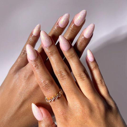 FAIRY FLEXX cat-eye velvet press-on nails - almond shape, front view