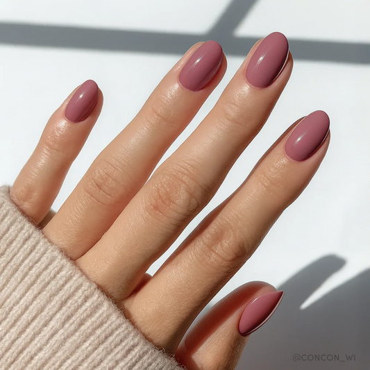 Fall Mauve pastel press-on nails - almond shape, front view