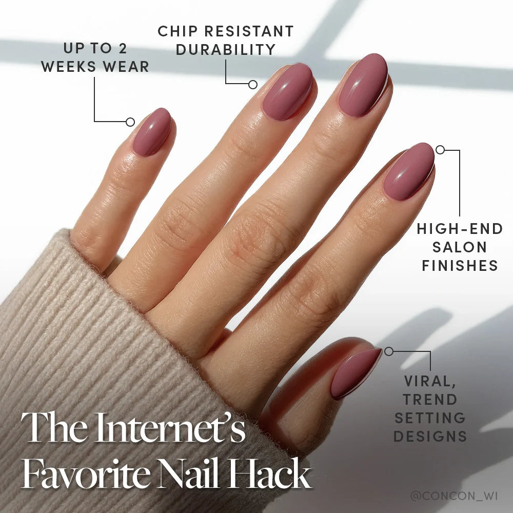 Fall Mauve press-on nails close-up texture detail - pastel finish, US shipping