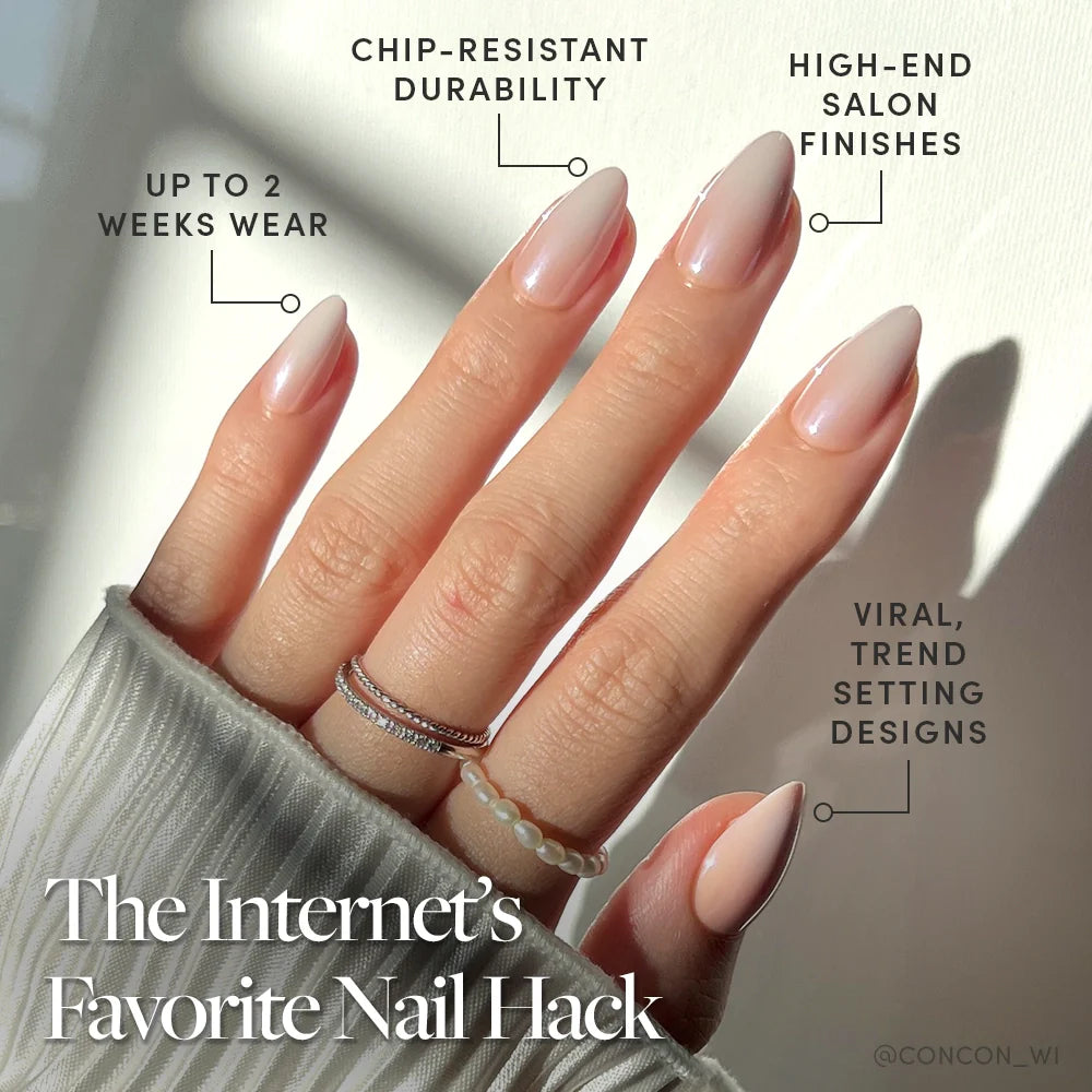 Fiancéd press-on nails - image 5 of 8, milky cloud dancer almond