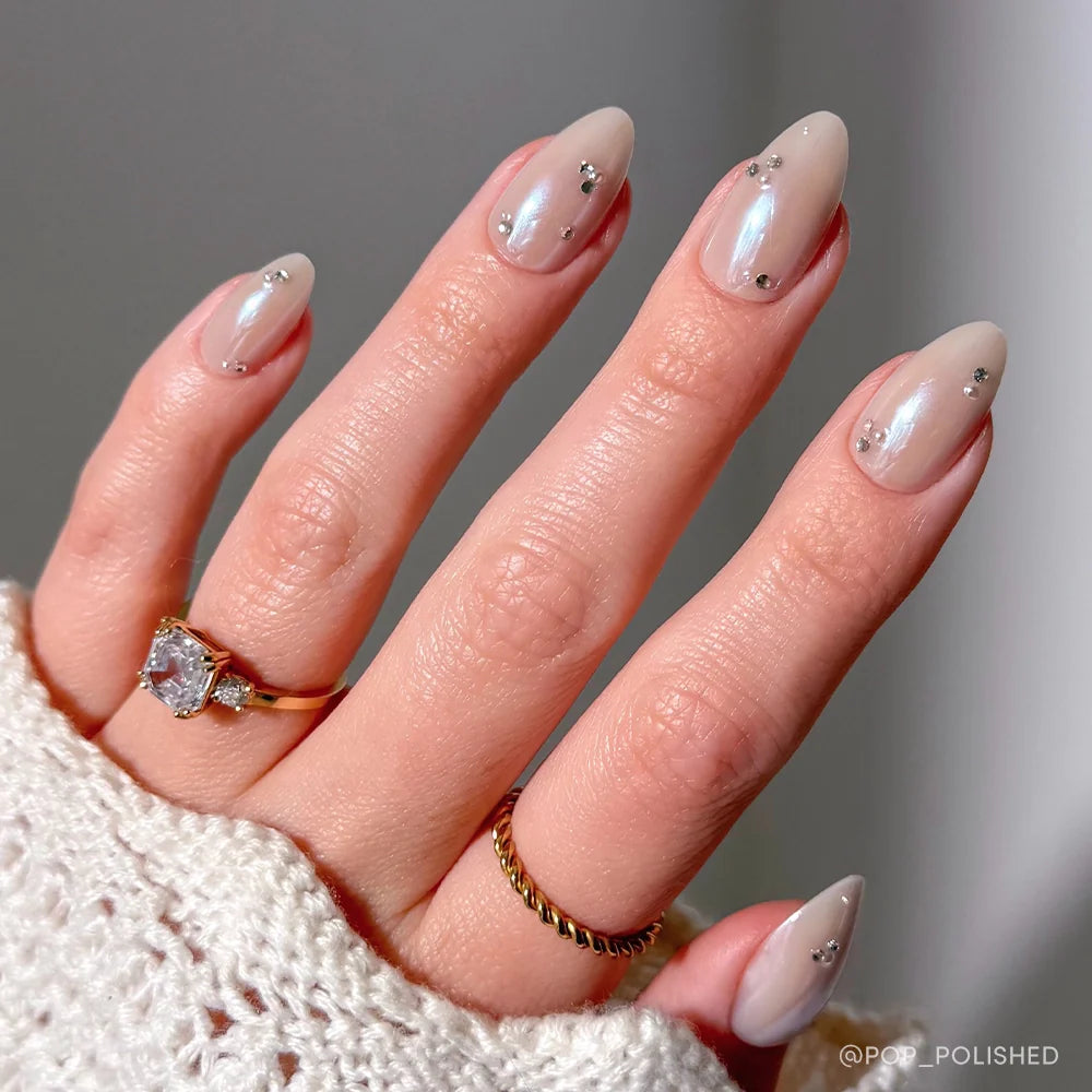 First Dance 3d sculptural press-on nails - almond shape, front view